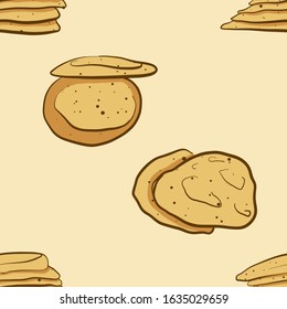 Seamless pattern of sketched Balep korkun bread. Useable for wallpaper or any sized decoration. Handdrawn Vector Illustration