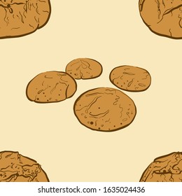 Seamless pattern of sketched Broa bread. Useable for wallpaper or any sized decoration. Handdrawn Vector Illustration