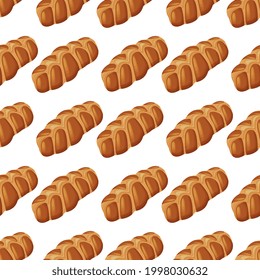 Nahtlose Muster von gezeichnetem Challah Brot. Für Tapeten oder jede beliebige Dekoration geeignet.