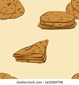 Seamless pattern of sketched Markook bread. Useable for wallpaper or any sized decoration. Handdrawn Vector Illustration svg