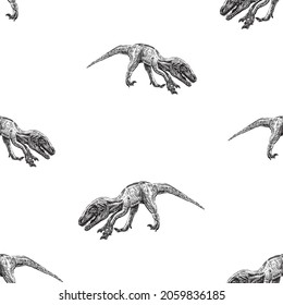 Seamless pattern from sketches of ancient extinct  dinosaur