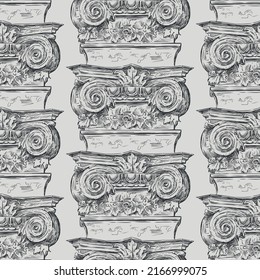Seamless pattern from sketches antique columns