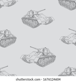 Nahtlose Muster der Skizzen-Kampftank aus dem Zweiten Weltkrieg