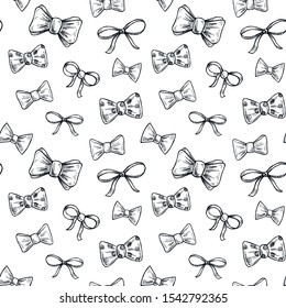 Seamless pattern with sketches of bows.