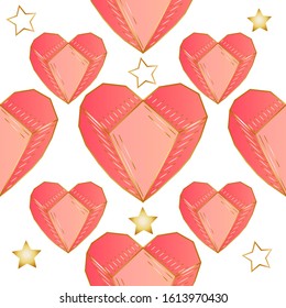 Seamless pattern of sketches of crystals on a white background.