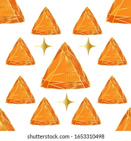 Seamless pattern of sketches of crystals on a white background.