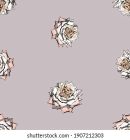 Nahtlose Muster der Skizzen feine weiße Rosen