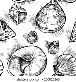 Seamless pattern from sketches of different shapes shell 2