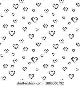 
Seamless pattern with sketches of hearts.