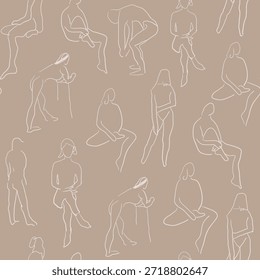 Patrón sin fisuras con bocetos de personas en estilo dibujado a mano. Elemento para decoración diseño impresión de fondo de fondo envoltura textil de Anuncio de Fondo de pantalla