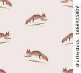 Seamless pattern of sketches squirrel running away