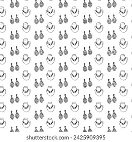 Nahtloses Muster von Skizzen verschiedene weibliche Schmuck. Vektorgrafik isoliert. Kann für Textil, Einwickelpapier, Cover-Design, Schönheitshintergrund verwendet werden. 
