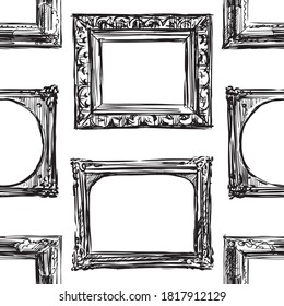 Seamless pattern of sketches various  painting frames