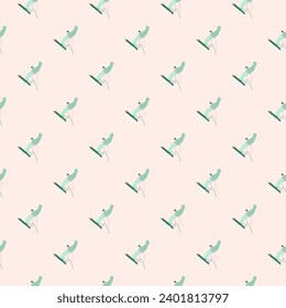 Seamless pattern of skiers in action on a white background, capturing the dynamic essence of skiing.