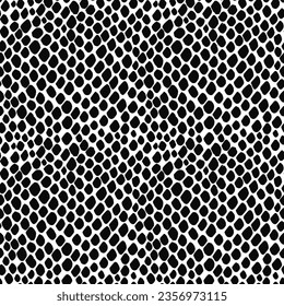 Serpiente de piel sin foco, cocodrilo, lagartija, lagarto, reptil. Escalas de Reptilia. Manchas negras monocromas. Vector aislado en blanco. Textura serpentina. Impresión de moda. Tejidos de tela