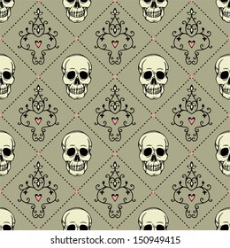 seamless pattern with a skull.