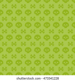 Seamless pattern with skull and bones pattern in cartoon style. Background for Halloween. 