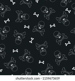 Seamless pattern with skull and bones for Halloween. Vector. Print for fabric, packaging paper.