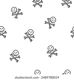 Seamless pattern with skull and bones. Simple doodle elements for concept design.