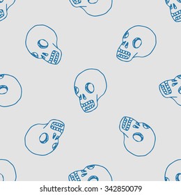 Seamless pattern with skull. Graphic hand drawn background.