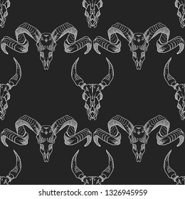 Seamless Pattern Skull Horns Skull Ram Stock Vector (Royalty Free ...