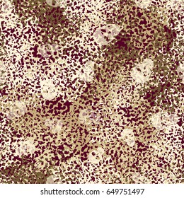 Seamless pattern. The skull on the background of a camouflage pattern. Brutal background. Brown, khaki, beige.
