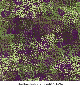 Seamless pattern. The skull on the background of a camouflage pattern. Brutal background. Green tones, purple.