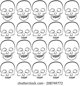Seamless pattern of skull on white background