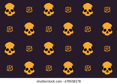 Seamless pattern of skull with pentagram from bones, vector illustration