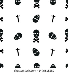 Seamless pattern with skull. Texture, pattern or gift wrapping for Halloween black and white background