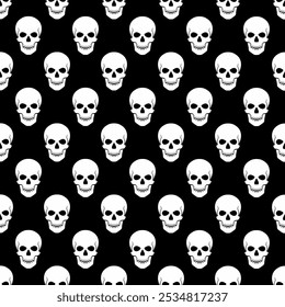 seamless pattern skulls with background black and white nature death texture illustration skeletal art modern horror repeat eps vector