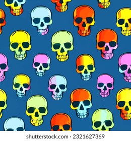 seamless pattern skulls background nature death texture illustration skeletal art ornament spooky image colorful modern horror bone endless repeat eps vector