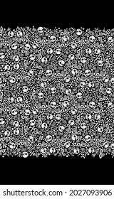 Seamless pattern with skulls and bones. Halloween, Day of the dead, Dia de los muertos. Seamless pattern, border, frame, banner.