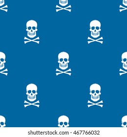 Seamless pattern with skulls and Bones on a snorkel blue background. Vector Illustration