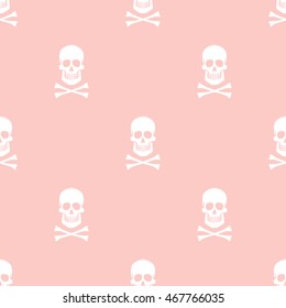 Seamless pattern with skulls and Bones on a rose quartz background. Vector Illustration
