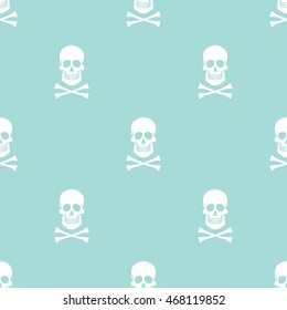 Seamless pattern with skulls and Bones on a limpet shell background. Vector Illustration