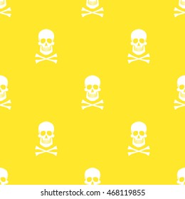 Seamless pattern with skulls and Bones on a buttercup background. Vector Illustration