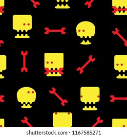 Seamless pattern with skulls and bones. Vector Illustration flatcyle - textile pattern