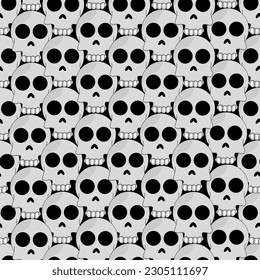 Seamless pattern with Skulls. Dead Head endless ornament. Wallpaper and bed linen print. Wrapping Paper. Square vector illustration.