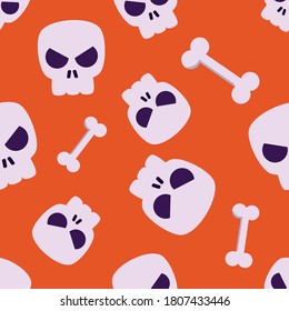 Seamless pattern with skulls for digital paper.