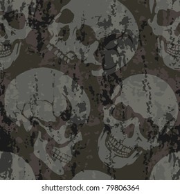 seamless pattern with skulls and grunge