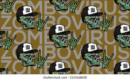 Nahtloses Muster mit Schädeln wie Zombies.
