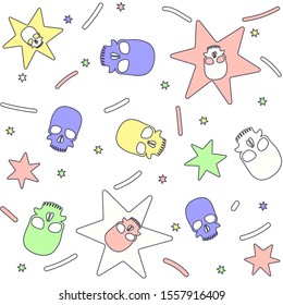 Seamless pattern. Skulls on the background. Vector illustration