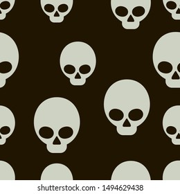 The seamless pattern with skulls is on black background.