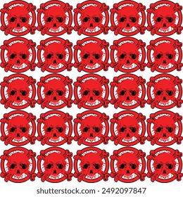 Seamless pattern with skulls on a black background. Vector illustration.