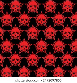 Seamless pattern with skulls on a black background. Vector illustration.