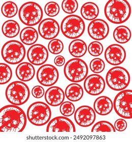 Seamless pattern with skulls on a black background. Vector illustration.