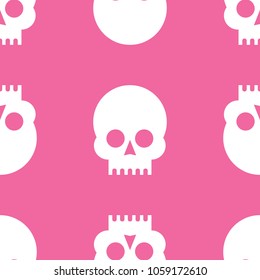 Seamless pattern with skulls on a rose quartz background.white on pink. Vector Illustration