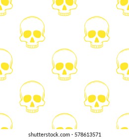 Seamless pattern with skulls on a white background. Vector Illustration