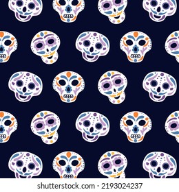Seamless pattern with skulls. Pattren for the day of the dead. Vector illustration.